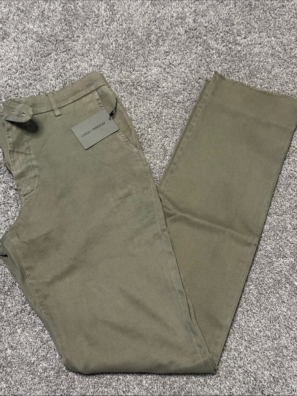 Men's Olive Green Chino Pants by Spier & Mackay Unhemmed